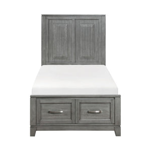 English Elm Twin Storage Bed and Nightstand Set Okume Veneer Gray Transitional Bedroom B011S06201