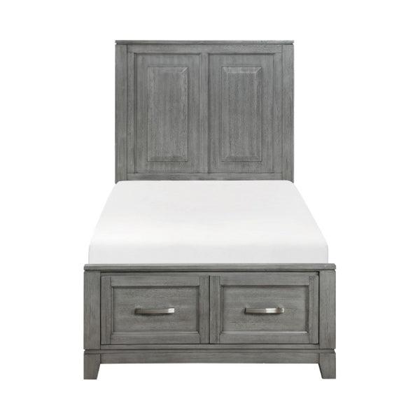 English Elm Twin Storage Bed and Nightstand Set Okume Veneer Gray Transitional Bedroom B011S06201
