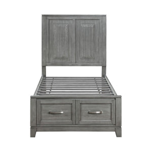 English Elm Twin Storage Bed and Nightstand Set Okume Veneer Gray Transitional Bedroom B011S06201