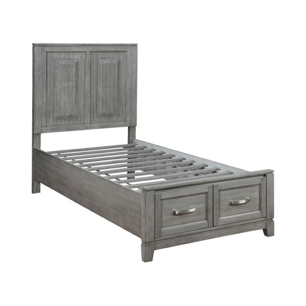 English Elm Twin Storage Bed and Nightstand Set Okume Veneer Gray Transitional Bedroom B011S06201