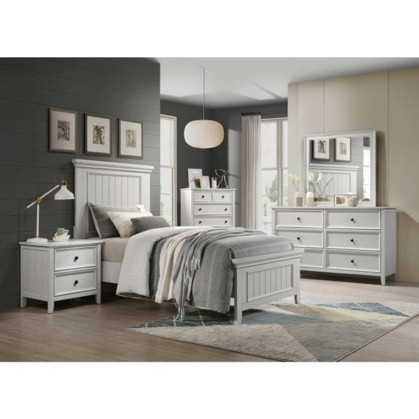 English Elm Eastern King Farmhouse Bedroom Set Shiplap Panel Bed with Two Nightstands B011S06206