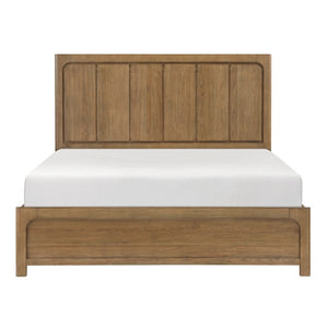English Elm Eastern King Storage Bed Set Hickory Veneer Platform Frame with Charging Nightstands B011S06220