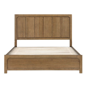 English Elm Eastern King Storage Bed Set Hickory Veneer Platform Frame with Charging Nightstands B011S06220