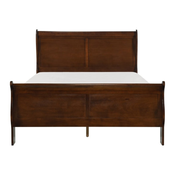 English Elm California King Sleigh Bedroom Set Louis Philippe Style Okume Veneer Brown Cherry B011S06235
