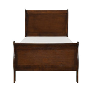 English Elm Twin Sleigh Bed and Nightstand Set Louis Philippe Style Okume Veneer Bedroom B011S06242