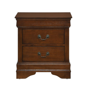 English Elm Twin Sleigh Bed and Nightstand Set Louis Philippe Style Warm Cherry Wood Finish B011S06243