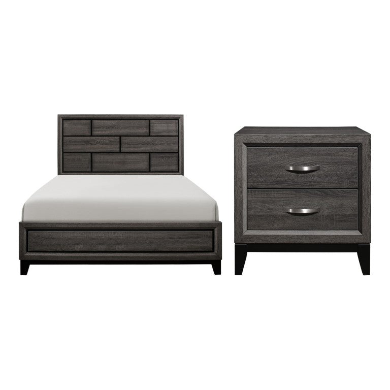English Elm California King Bedroom Set with Nightstand Wood Grain Melamine Contemporary Gray B011S06250