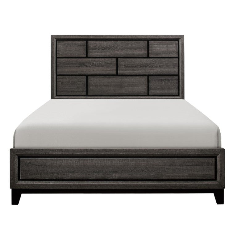 English Elm California King Bedroom Set Three Piece Gray Melamine Wood Grain Contemporary Suite B011S06252
