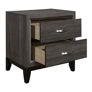 English Elm Twin Bed and Nightstand Set Contemporary Gray Faux Wood Panel Bedroom Furniture B011S06259