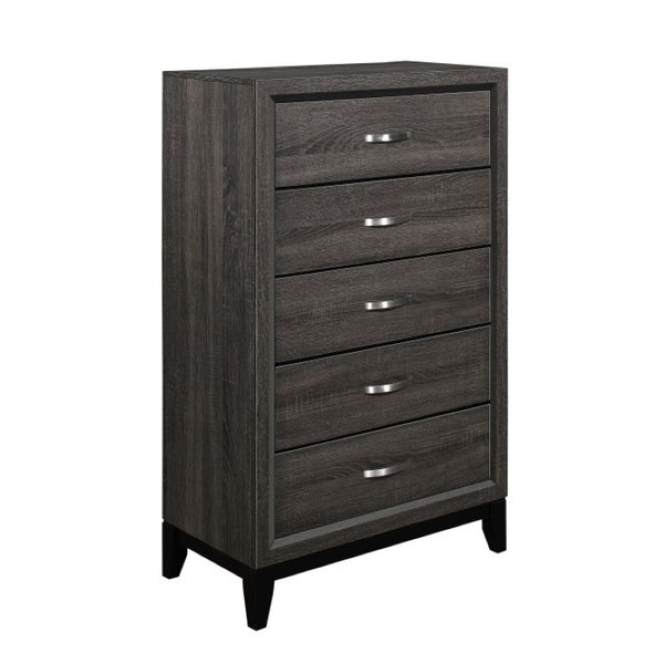 English Elm Twin Bedroom Set 3 Piece Faux Wood Grain Gray Finish Modern Contemporary Style B011S06261