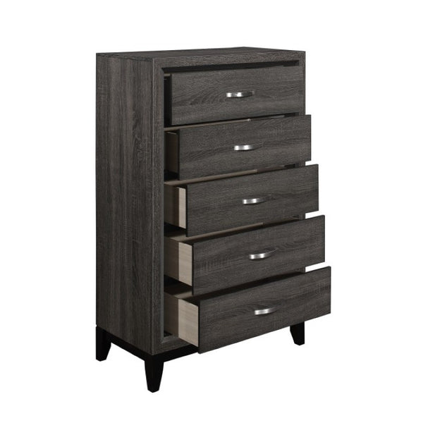 English Elm Twin Bedroom Set 3 Piece Faux Wood Grain Gray Finish Modern Contemporary Style B011S06261