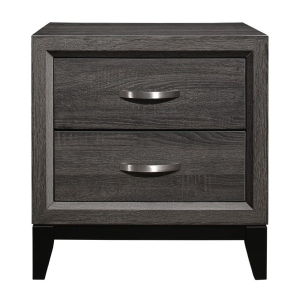 English Elm Twin Bedroom Set 3 Piece Faux Wood Grain Gray Finish Modern Contemporary Style B011S06261