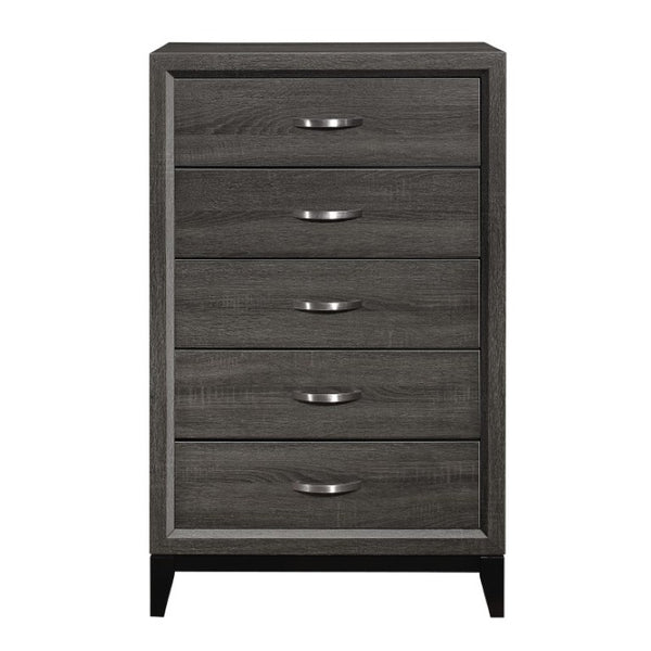 English Elm Twin Bedroom Set 3 Piece Faux Wood Grain Gray Finish Modern Contemporary Style B011S06261
