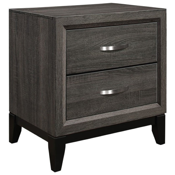 English Elm Twin Bedroom Set 3 Piece Faux Wood Grain Gray Finish Modern Contemporary Style B011S06261