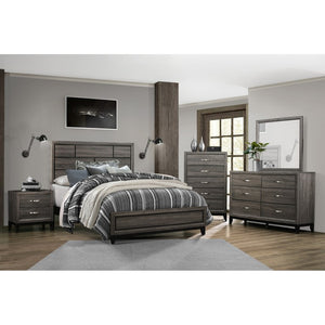 English Elm Twin Bedroom Set 3 Piece Faux Wood Grain Gray Finish Modern Contemporary Style B011S06261