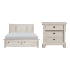 English Elm California King Bedroom Set Ash Veneer Hardwood Frame with Wire Brushed Antique Finish B011S06267