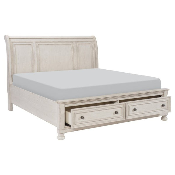 English Elm California King Bedroom Set Ash Veneer Hardwood Frame with Wire Brushed Antique Finish B011S06267