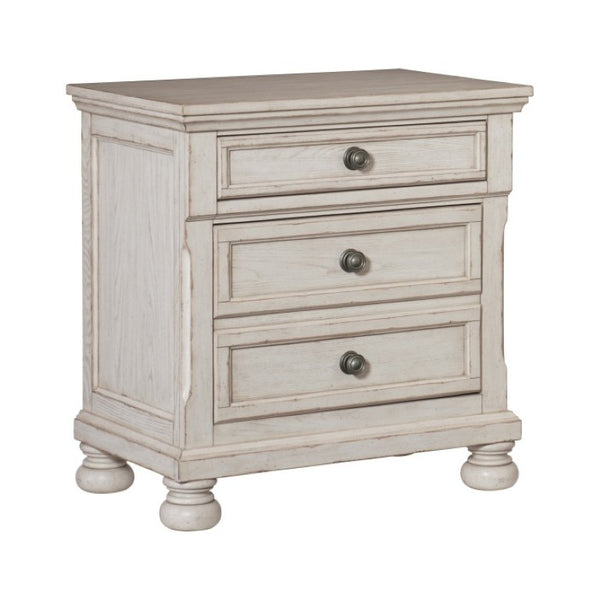 English Elm California King 3 Piece Bedroom Set Ash Veneer Wire Brushed Antique White Finish B011S06268