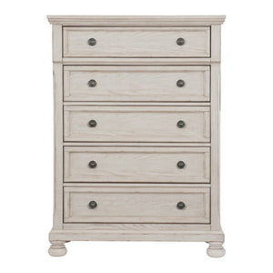 English Elm California King Bedroom Set Ash Veneer Wire Brushed Antique White with Bun Feet B011S06269
