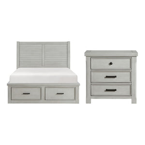 English Elm Eastern King Storage Bed and Nightstand Set Acacia Hardwood Modern Gray Bedroom B011S06272