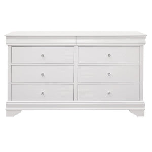 English Elm Night Stand Dresser Mirror Chest Bedroom Set White Glam Alligator Embossed Crystal Knobs B011S06292