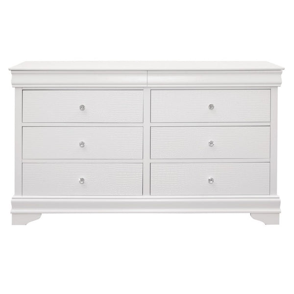 English Elm Night Stand Dresser Mirror Chest Bedroom Set White Glam Alligator Embossed Crystal Knobs B011S06292