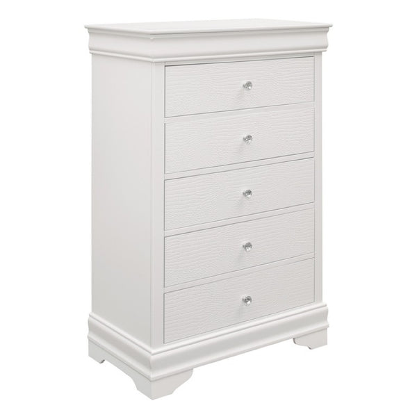 English Elm Twin Glam Bedroom Set with LED Headboard Crystal Knobs and Embossed Drawer Fronts B011S06305