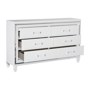 English Elm Night Stand Dresser Mirror Chest Bedroom Set Glam White Metallic LED Mirrored B011S06317