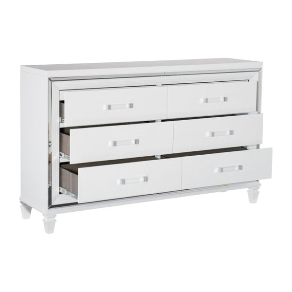 English Elm Night Stand Dresser Mirror Chest Bedroom Set Glam White Metallic LED Mirrored B011S06317
