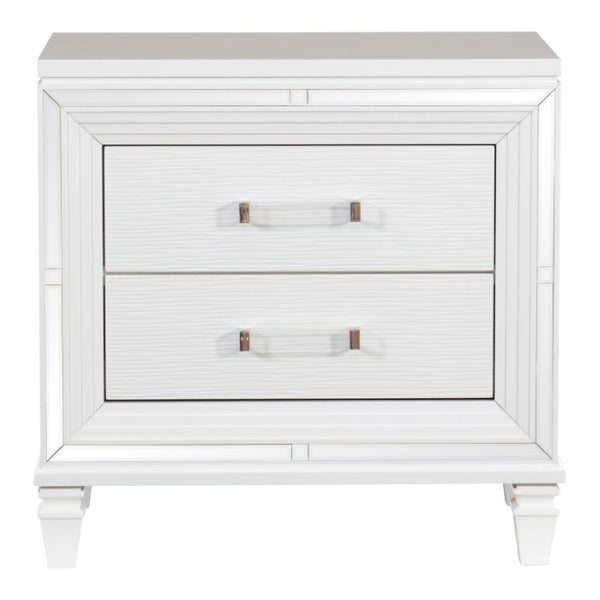 English Elm Night Stand Dresser Mirror Chest Bedroom Set Glam White Metallic LED Mirrored B011S06317