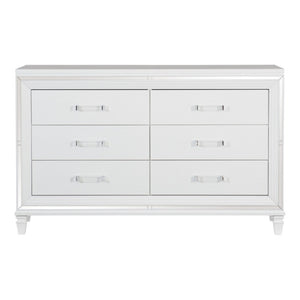 English Elm Night Stand Dresser Mirror Chest Bedroom Set Glam White Metallic LED Mirrored B011S06317