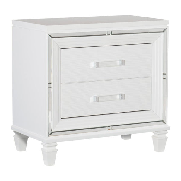 English Elm Night Stand Dresser Mirror Chest Bedroom Set Glam White Metallic LED Mirrored B011S06317