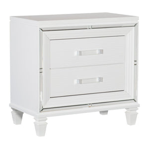 English Elm California King Bedroom Set with LED Headboard Mirrored Trim and Glam Metallic Finish B011S06324