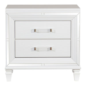 English Elm California King Bedroom Set with LED Headboard Mirrored Trim and Glam Metallic Finish B011S06324