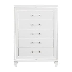 English Elm Queen Bedroom Set with LED Headboard Mirrored Trim and Faux Leather Glam Panels B011S06327