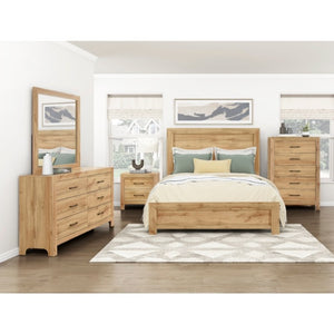 English Elm Eastern King Bedroom Set with Matching Nightstand in Warm Natural Wood Farmhouse Style B011S06330