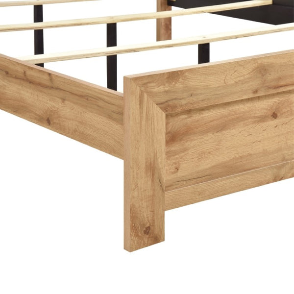 English Elm Eastern King Bedroom Set 3 Piece Natural Wood Finish with Storage Chest and Nightstand B011S06332