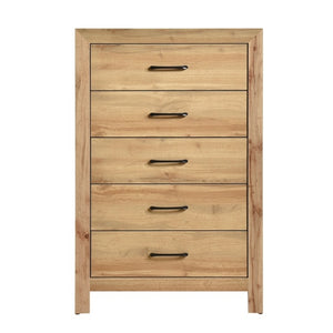 English Elm Eastern King Bedroom Set 3 Piece Natural Wood Finish with Storage Chest and Nightstand B011S06332