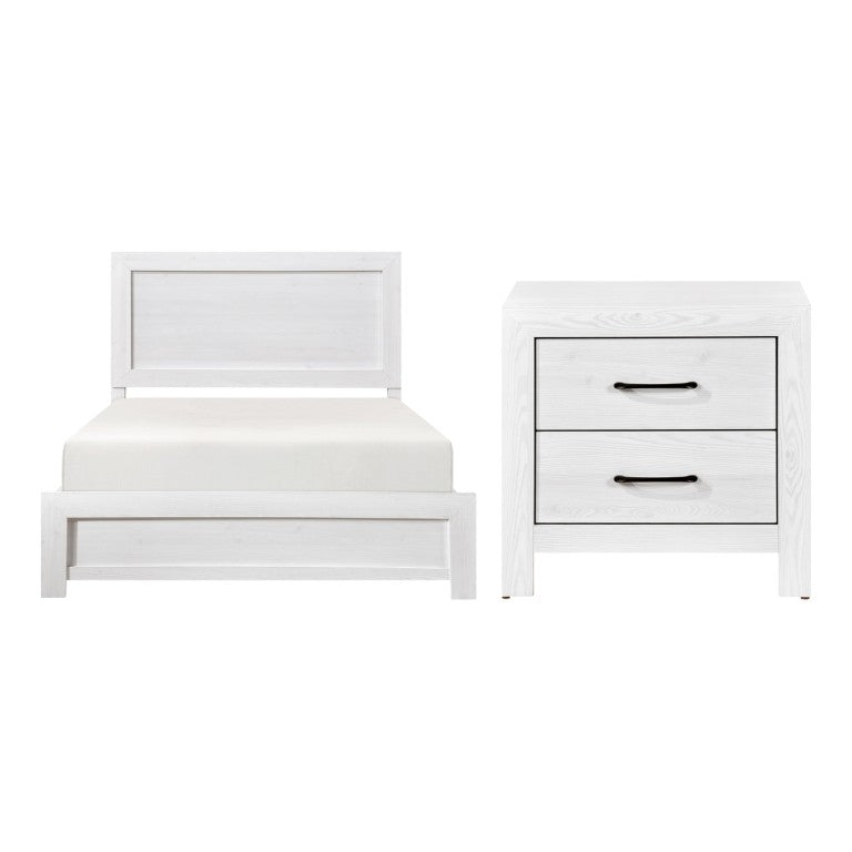 English Elm California King 3 Piece Bedroom Set Wood Grain Panel Bed with Matching Nightstands B011S06347