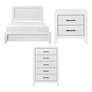 English Elm California King Bedroom Set Three Piece White Panel Bed Nightstand and Chest B011S06348