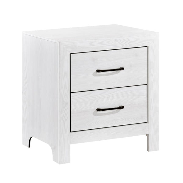 English Elm California King Bedroom Set Three Piece White Panel Bed Nightstand and Chest B011S06348