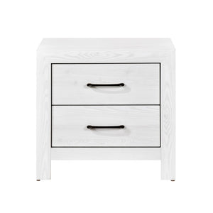 English Elm California King Bedroom Set Three Piece White Panel Bed Nightstand and Chest B011S06348