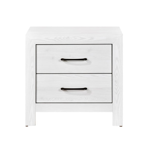English Elm California King Bedroom Set Three Piece White Panel Bed Nightstand and Chest B011S06348