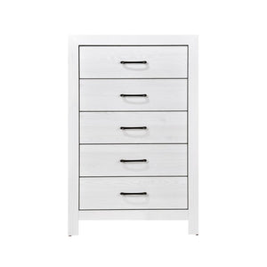 English Elm California King Bedroom Set Three Piece White Panel Bed Nightstand and Chest B011S06348