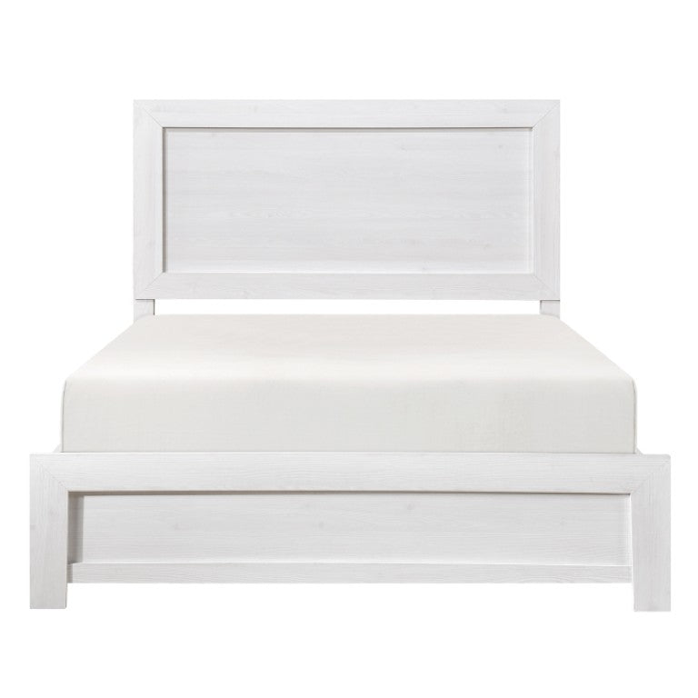 English Elm Full Panel Bed and Nightstand Set White Farmhouse Style with Black Metal Hardware B011S06351