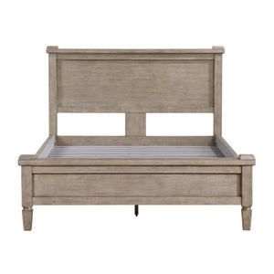 English Elm Queen Canopy Bedroom Set with Nightstand and Chest in Gray Oak Veneer Finish B011S06364