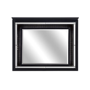 English Elm Night Stand Dresser Mirror and Chest Glam Bedroom Set with LED Lighting Black B011S06366