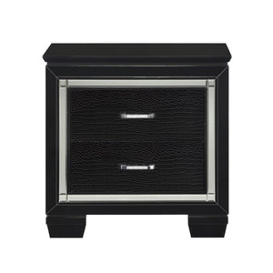 English Elm California King Glamour Bedroom Set with LED Lighting Mirror Trim and Tufted Panels B011S06368