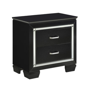 English Elm California King Glamour Bedroom Set with LED Lighting Mirror Trim and Tufted Panels B011S06368