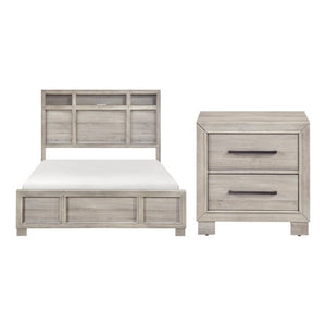 English Elm Eastern King Storage Bed Set with LED Headboard USB Charging and Two Nightstands B011S06379